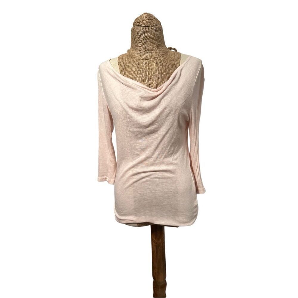 Michael stars cowl neck top blush pink one size cotton 3/4 sleeve
